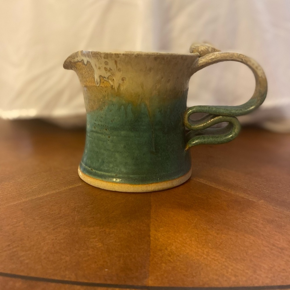 Creamer Pitcher Handmade Pottery Signed Unique Piece. Signed. 2002.